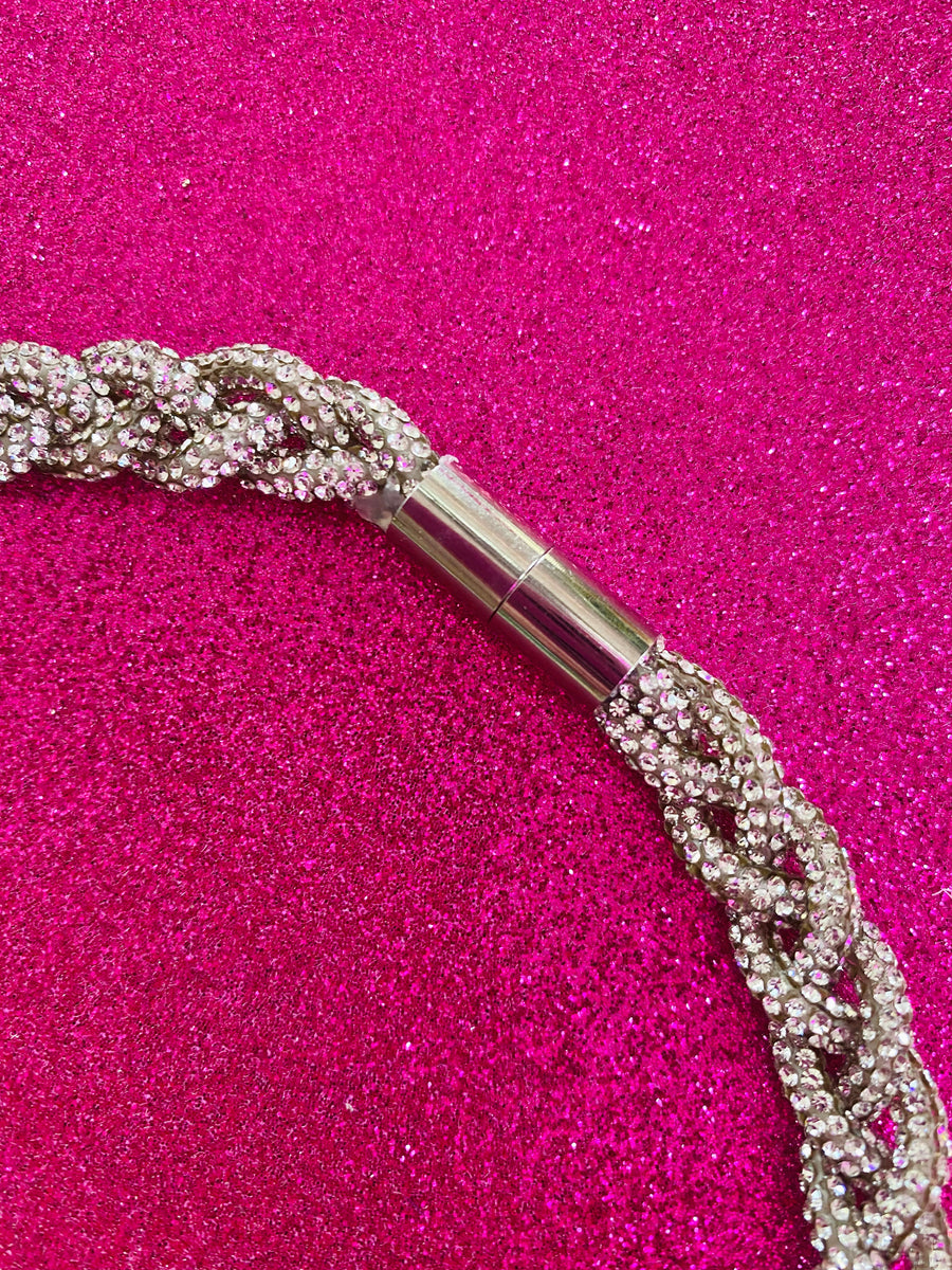 Rhinestone Sparkle Magnetic Choker & Wrap Bracelet