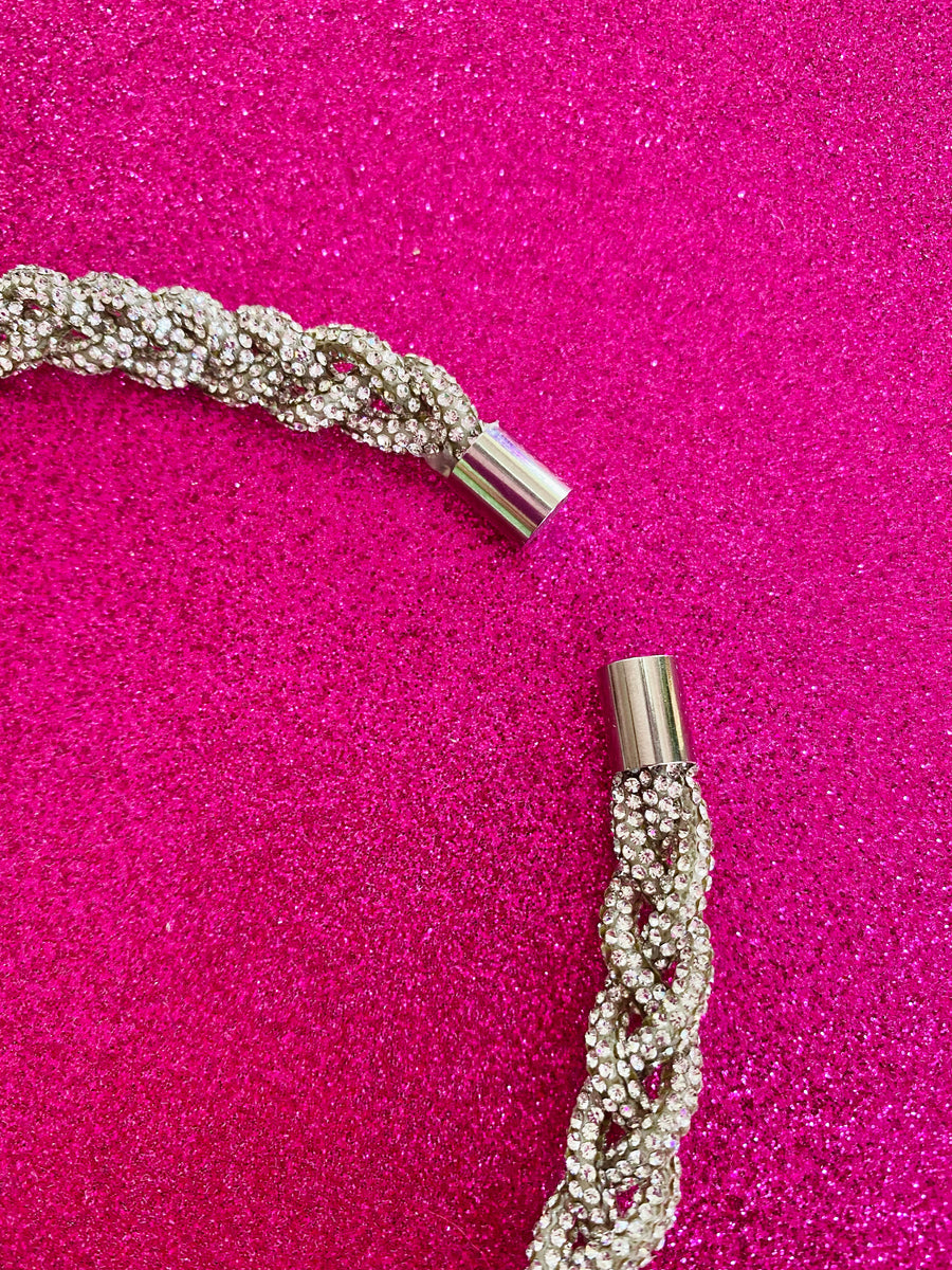 Rhinestone Sparkle Magnetic Choker & Wrap Bracelet