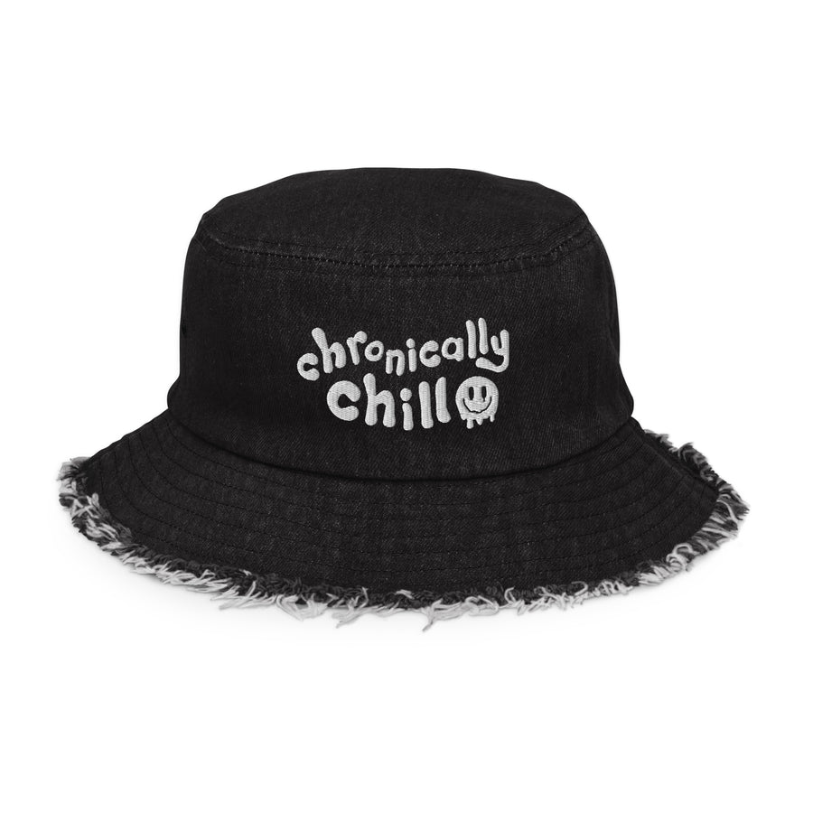 Chronically Chill Distressed Denim Bucket Hat