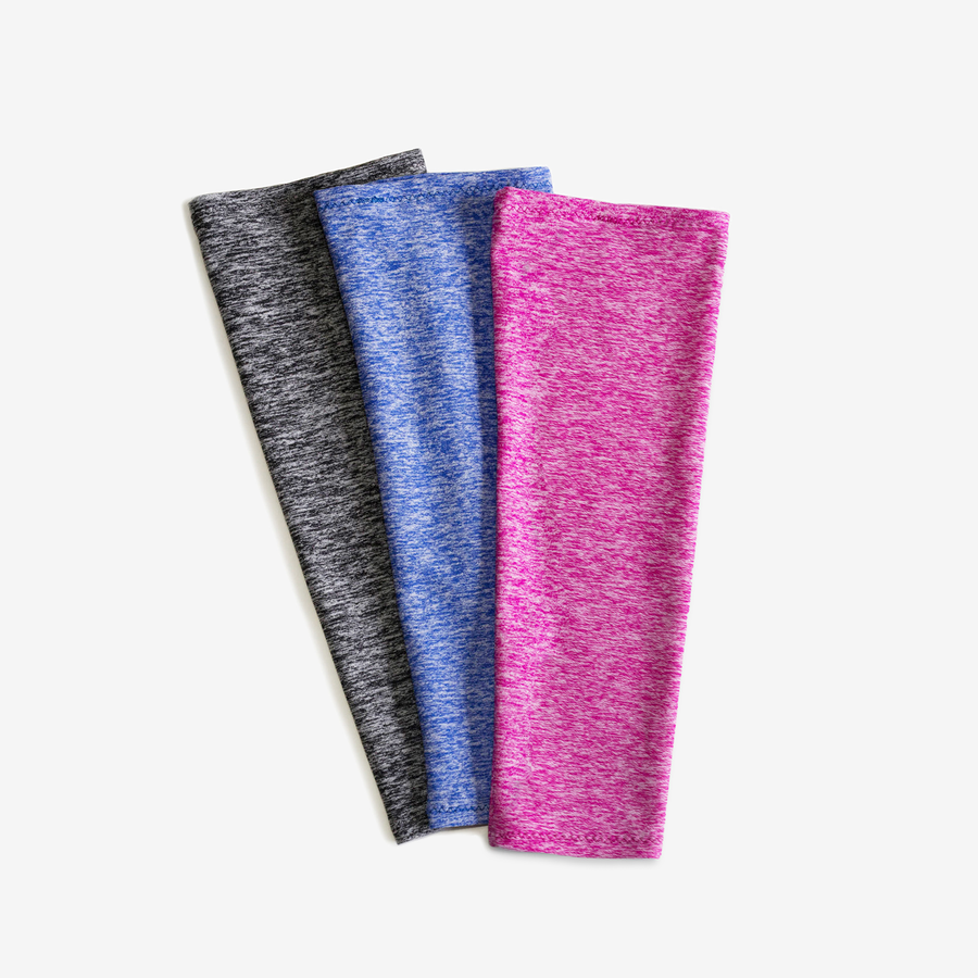 sensory-friendly softsleeve in pink, indigo, and charcoal for t1d and PICC lines